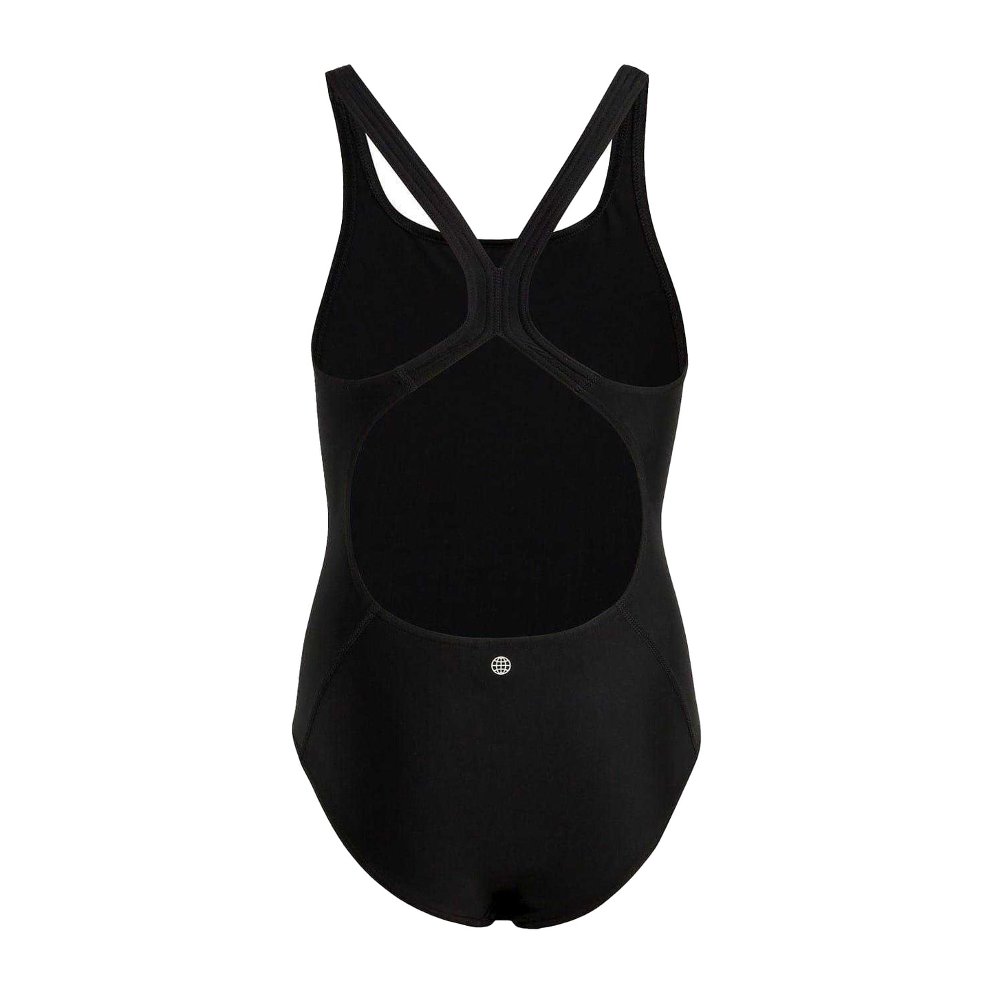 Black-White - Back - Adidas Girls Small Logo Racerback One Piece Swimsuit