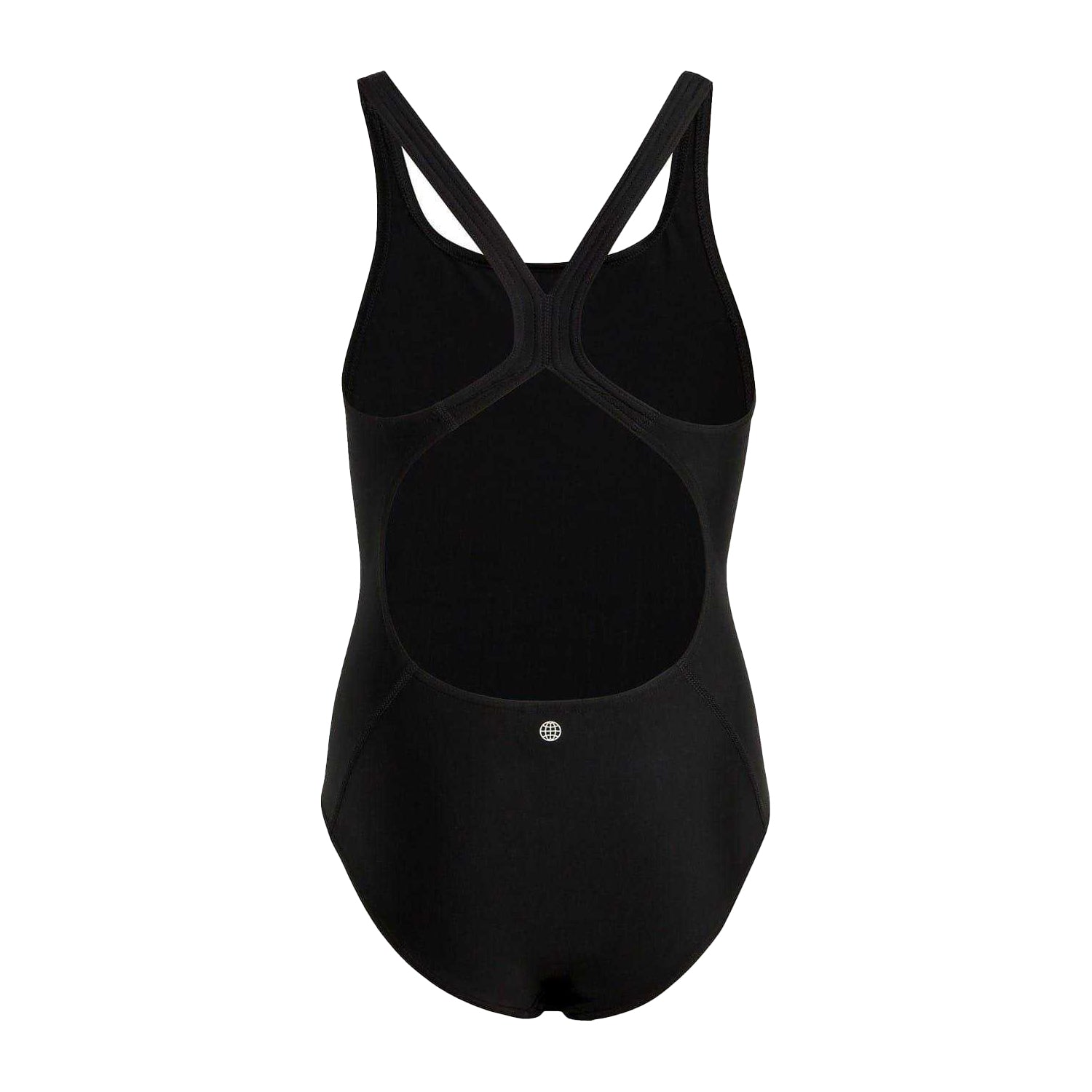 Black-White - Back - Adidas Girls Small Logo Racerback One Piece Swimsuit