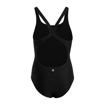 Black-White - Back - Adidas Girls Small Logo Racerback One Piece Swimsuit