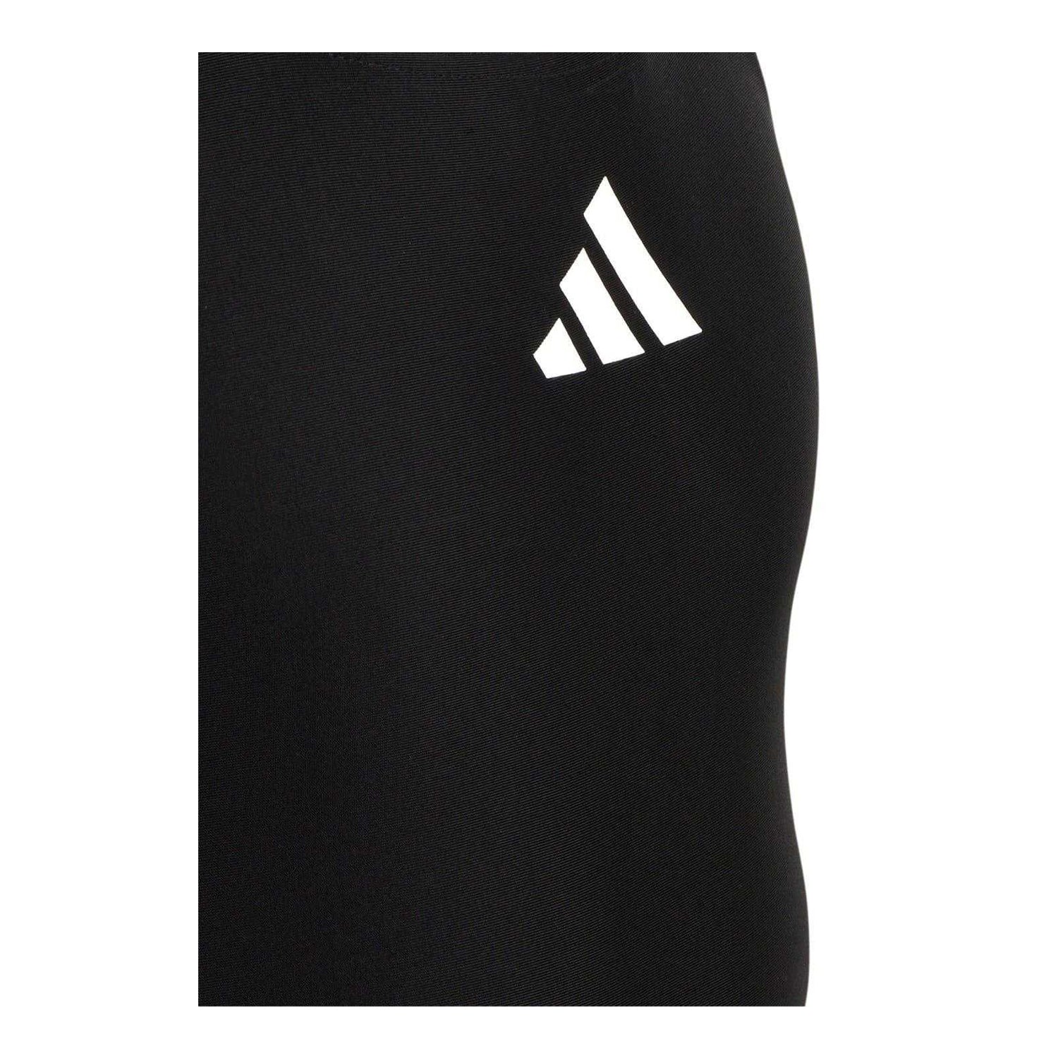 Black-White - Side - Adidas Girls Small Logo Racerback One Piece Swimsuit