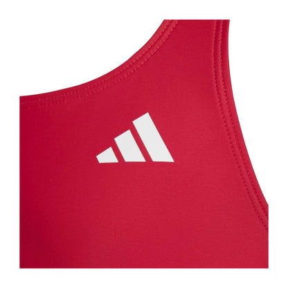 Ruby Red - Side - Adidas Girls Small Logo Racerback One Piece Swimsuit