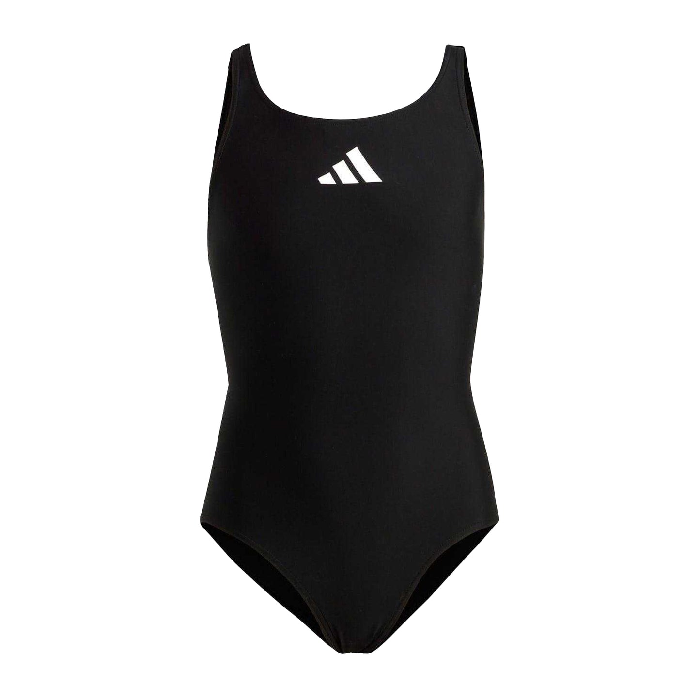 Black-White - Front - Adidas Girls Small Logo Racerback One Piece Swimsuit