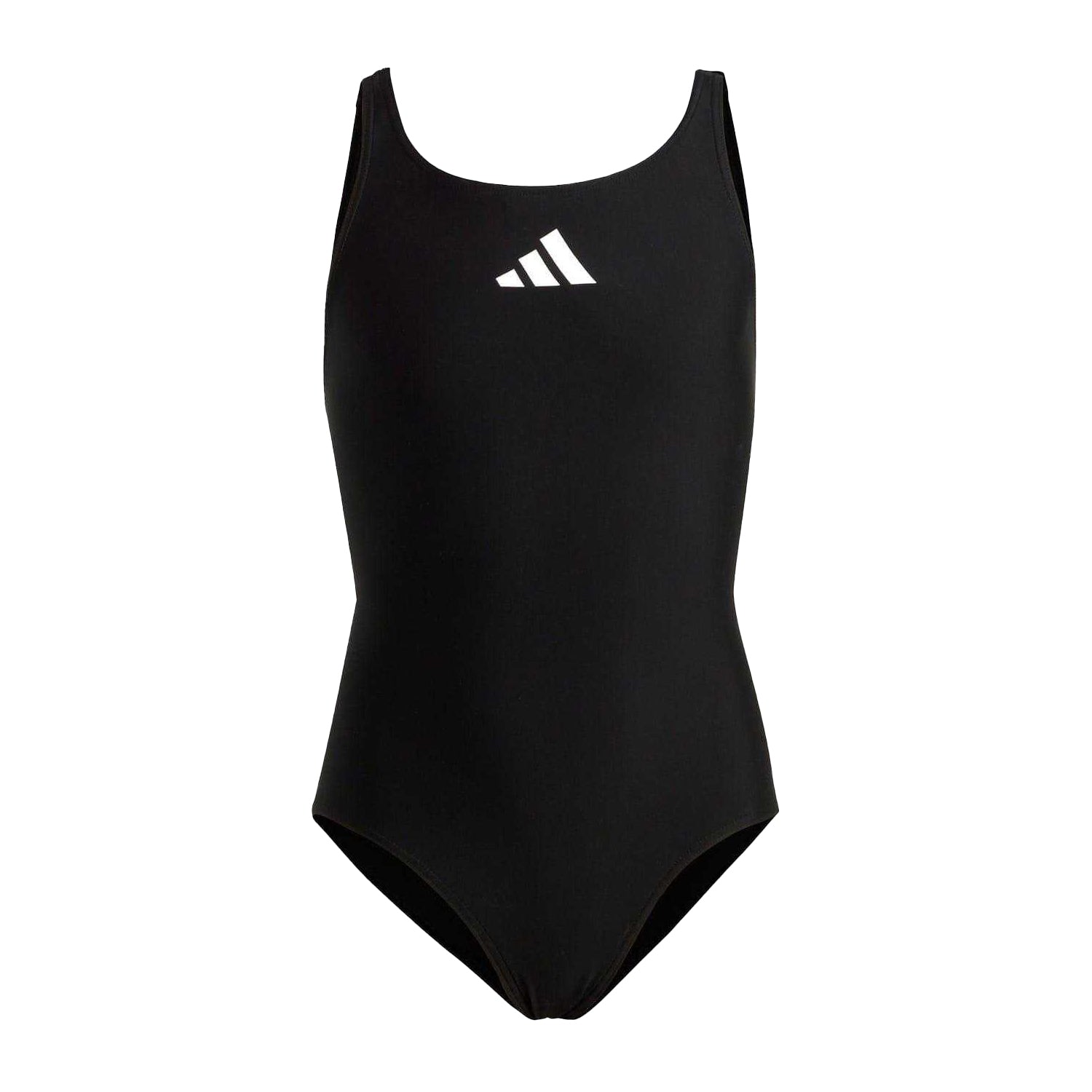 Black-White - Front - Adidas Girls Small Logo Racerback One Piece Swimsuit