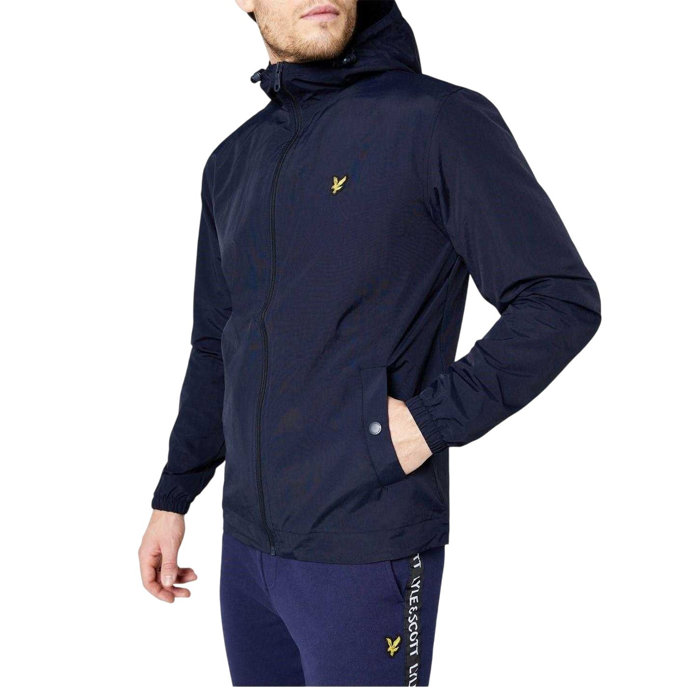 Navy - Side - Lyle & Scott Mens Full Zip Hooded Jacket