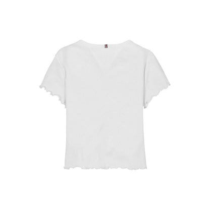 White - Back - Tommy Hilfiger Childrens-Kids Essential Round Regular Frill T-Shirt