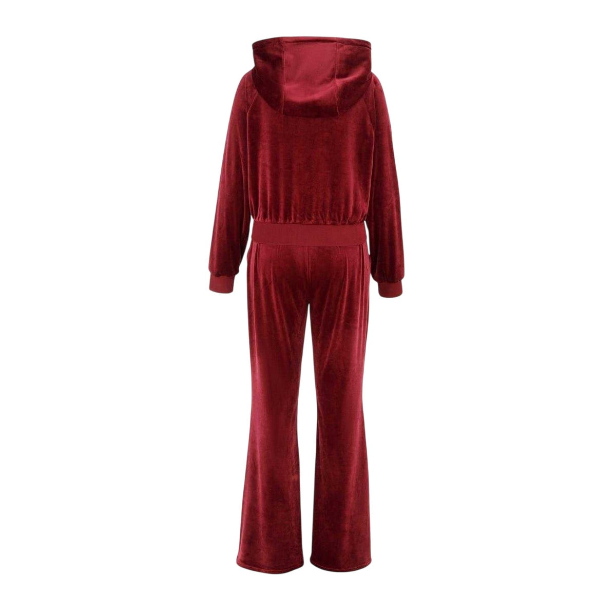 Burgundy - Back - Miso Womens-Ladies Velour Raglan Long-Sleeved Tracksuit Set