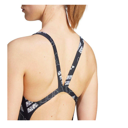 Black - Lifestyle - Adidas Womens-Ladies Bar Logo One Piece Swimsuit