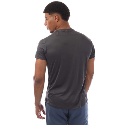 Grey - Side - Adidas Mens Own The Run Stripe T-Shirt