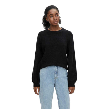 Black - Lifestyle - Object Womens-Ladies Pull Over Long-Sleeved Jumper