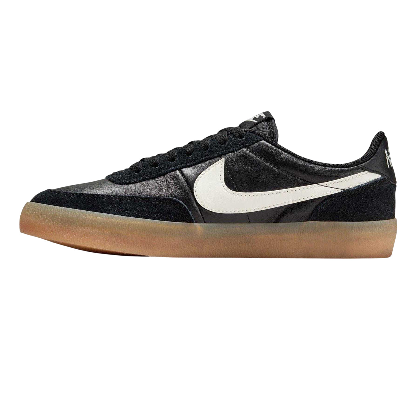 Black-Gum - Side - Nike Womens-Ladies Leather Flat Trainers