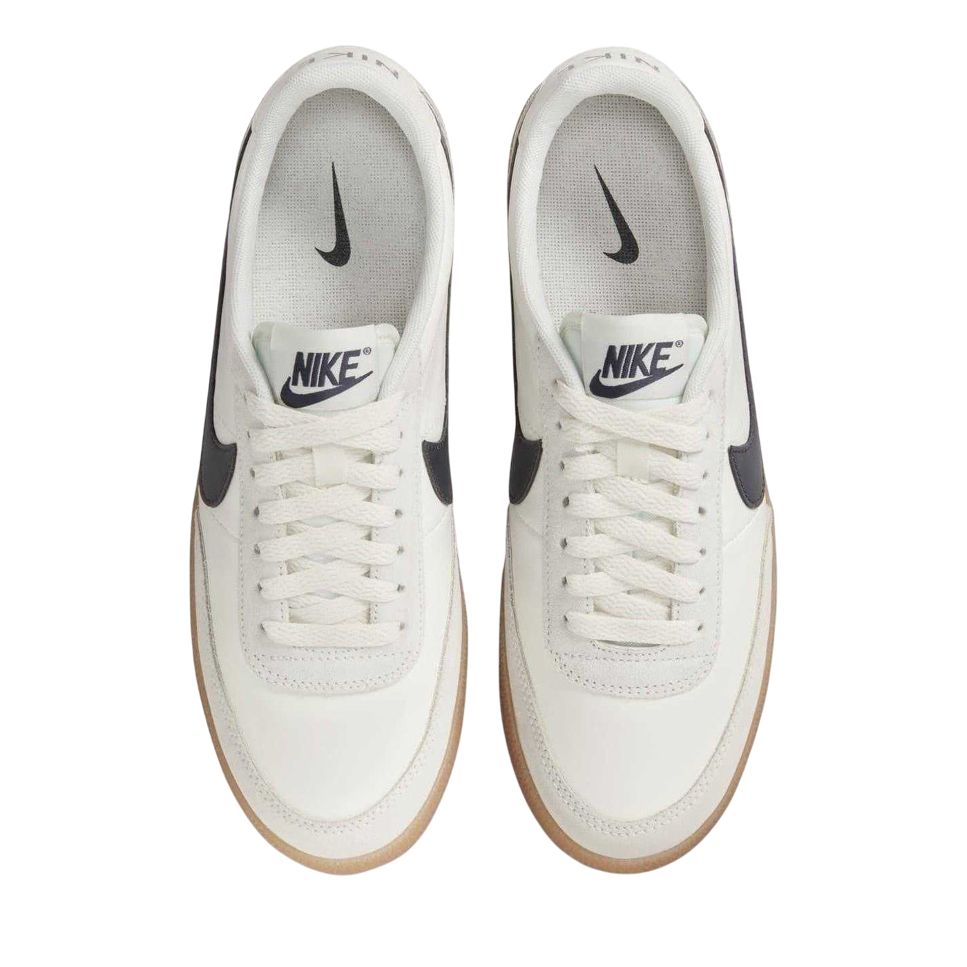 White-Grey-Gum - Lifestyle - Nike Womens-Ladies Leather Flat Trainers