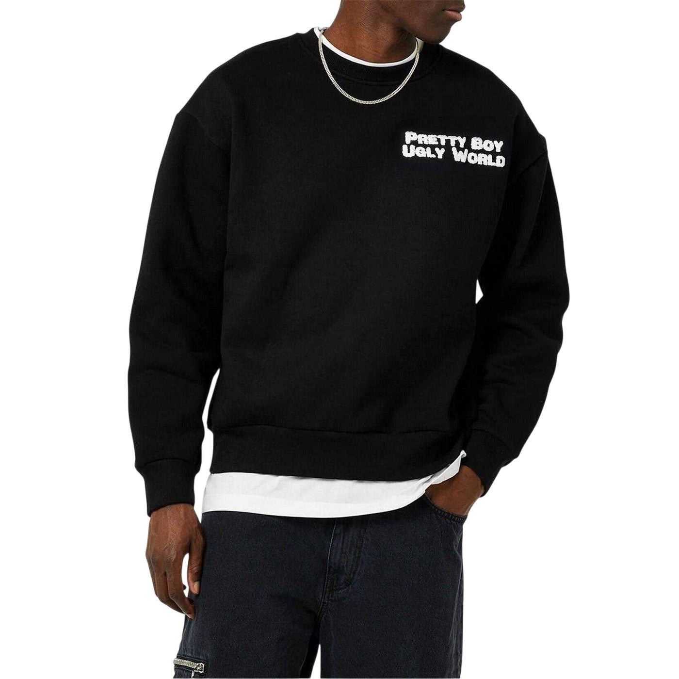 Black - Lifestyle - Pretty Boy Ugly World Mens Logo Sweatshirt