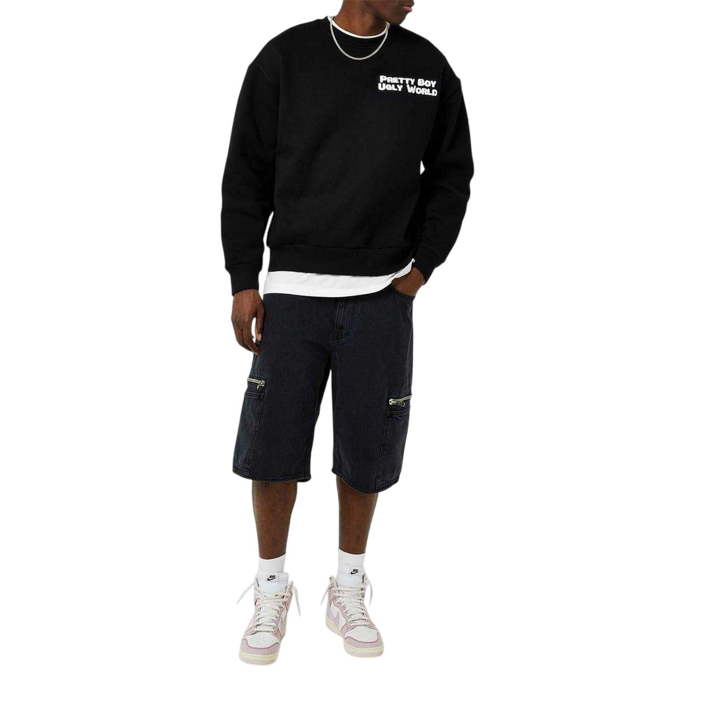 Black - Pack Shot - Pretty Boy Ugly World Mens Logo Sweatshirt