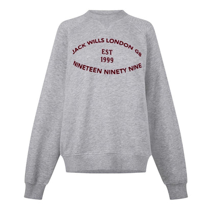 Grey Marl - Front - Jack Wills Womens-Ladies Lettering Crew Neck Relaxed Fit Sweatshirt