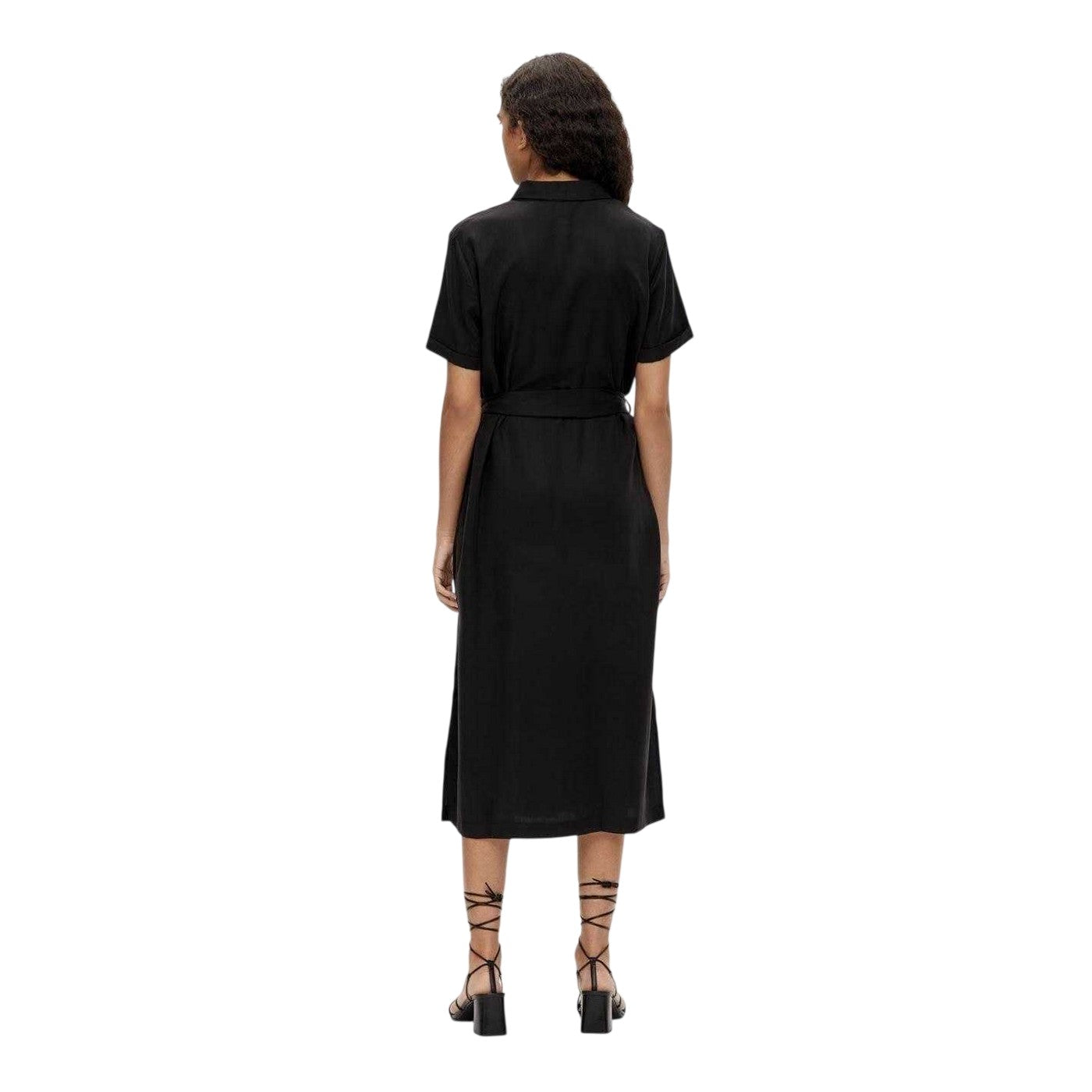 Black - Back - Object Womens-Ladies Isabella Lyocell Midi Shirt Dress
