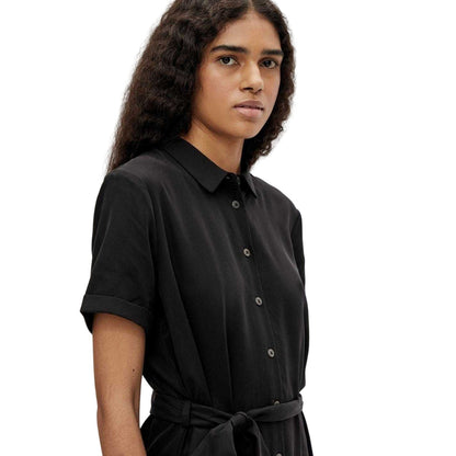 Black - Side - Object Womens-Ladies Isabella Lyocell Midi Shirt Dress