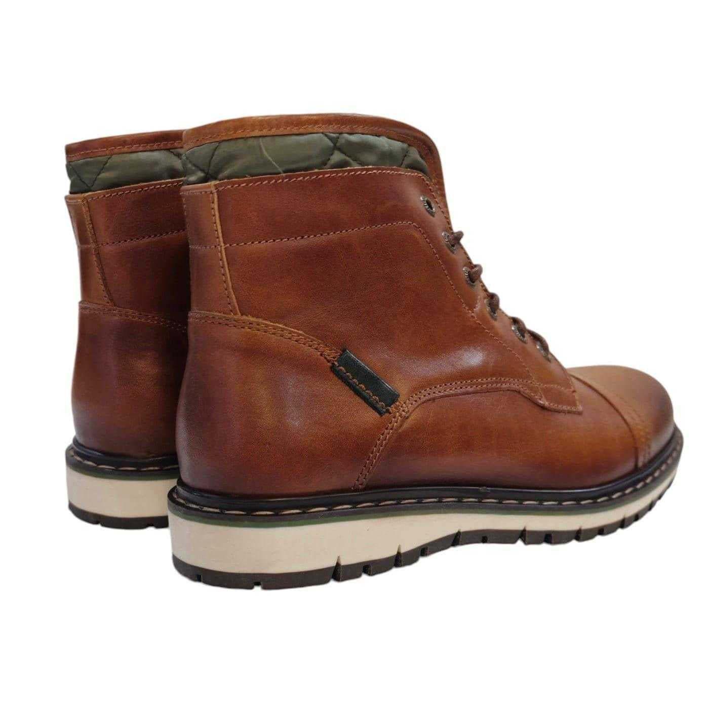 Tan - Back - Firetrap Boys Aubin Mess Quilted Leather Stitch Detail Ankle Boots