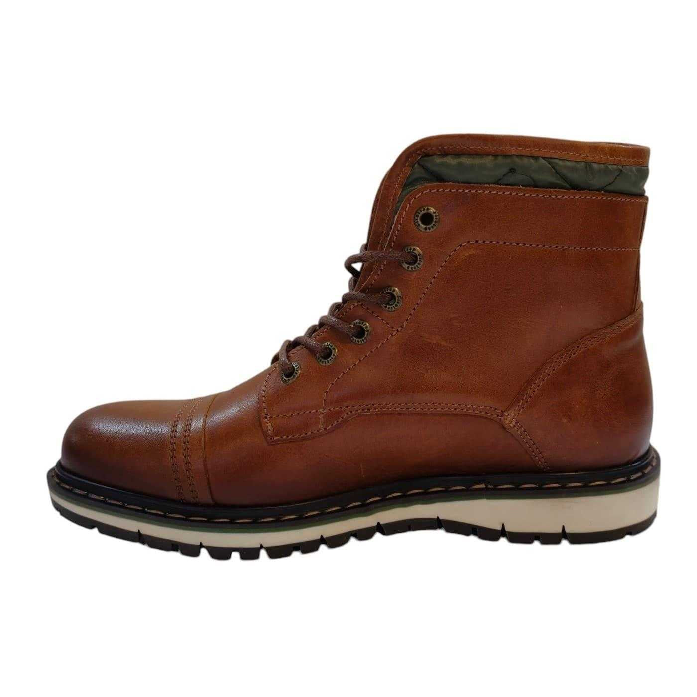 Tan - Lifestyle - Firetrap Boys Aubin Mess Quilted Leather Stitch Detail Ankle Boots