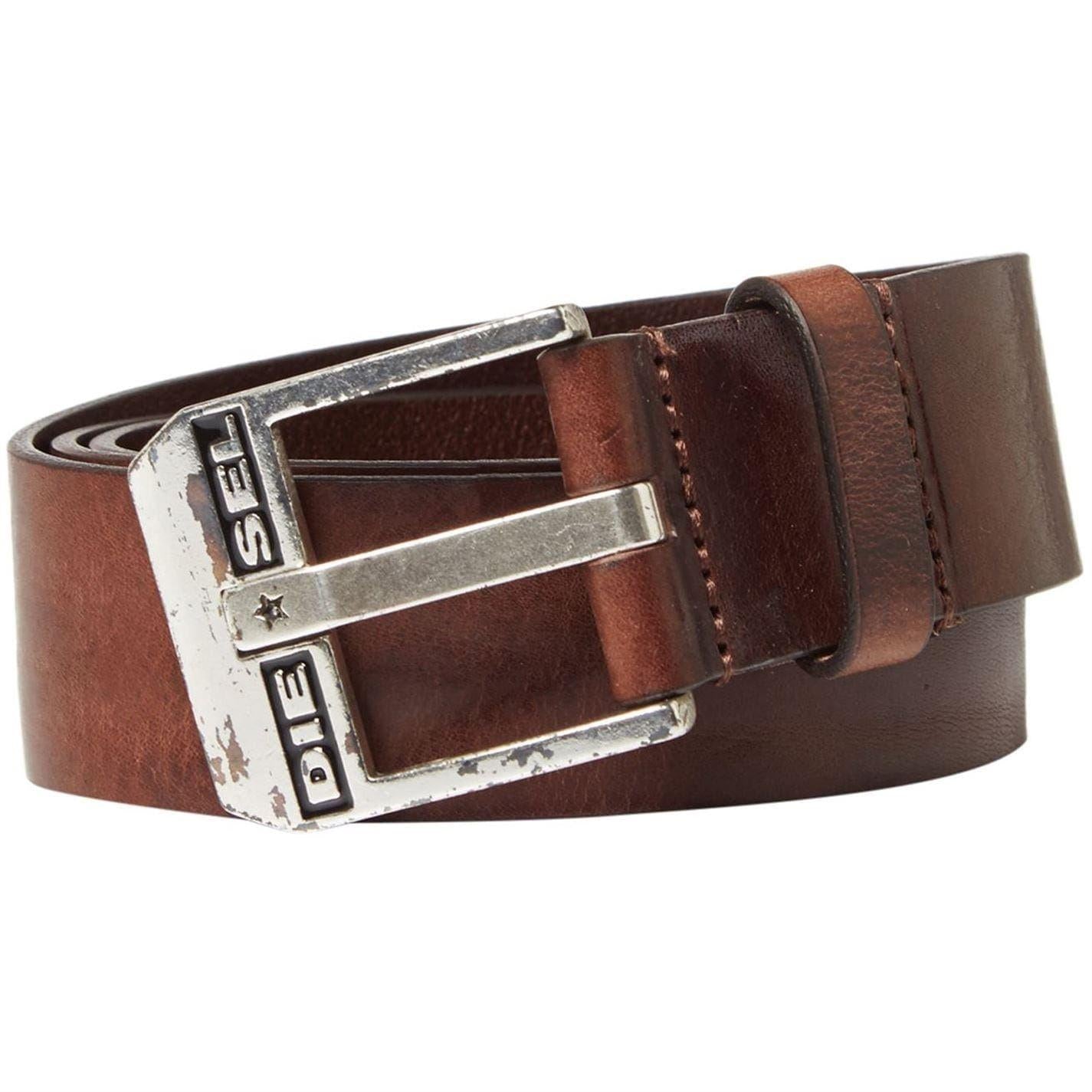 Brown - Front - Diesel Mens Bluestar Buffalo Leather Belt