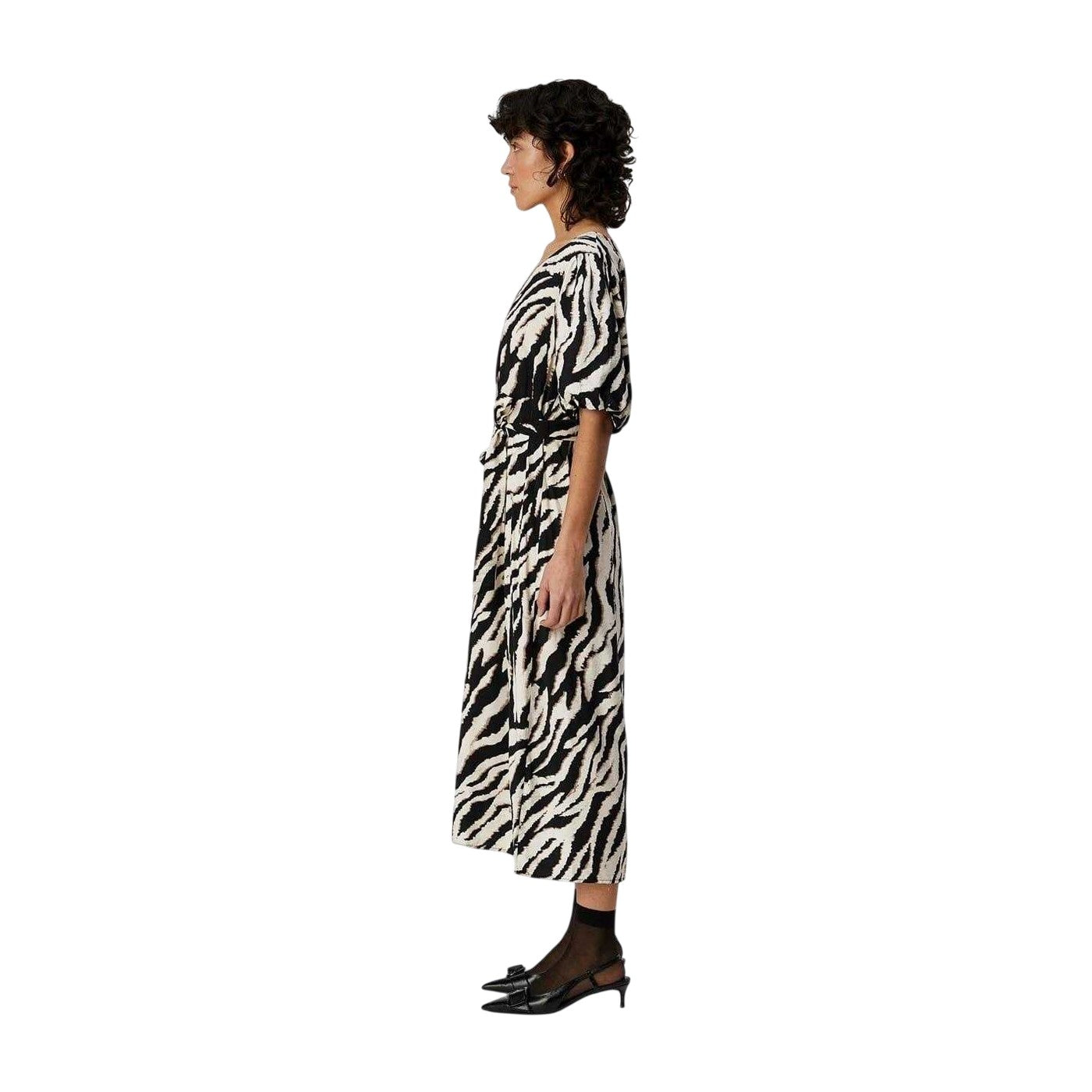 Fossil - Side - Object Womens-Ladies Jacira V Neck Puff Sleeve Midi Dress