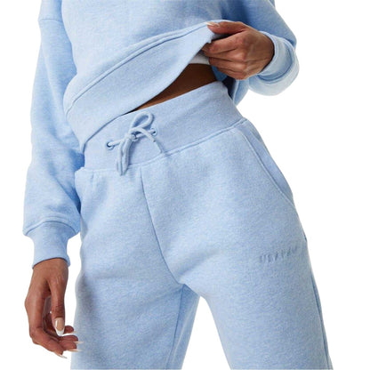 Blue Marl - Side - USA Womens-Ladies Cotton Blend Adjustable Waist Classic Joggers