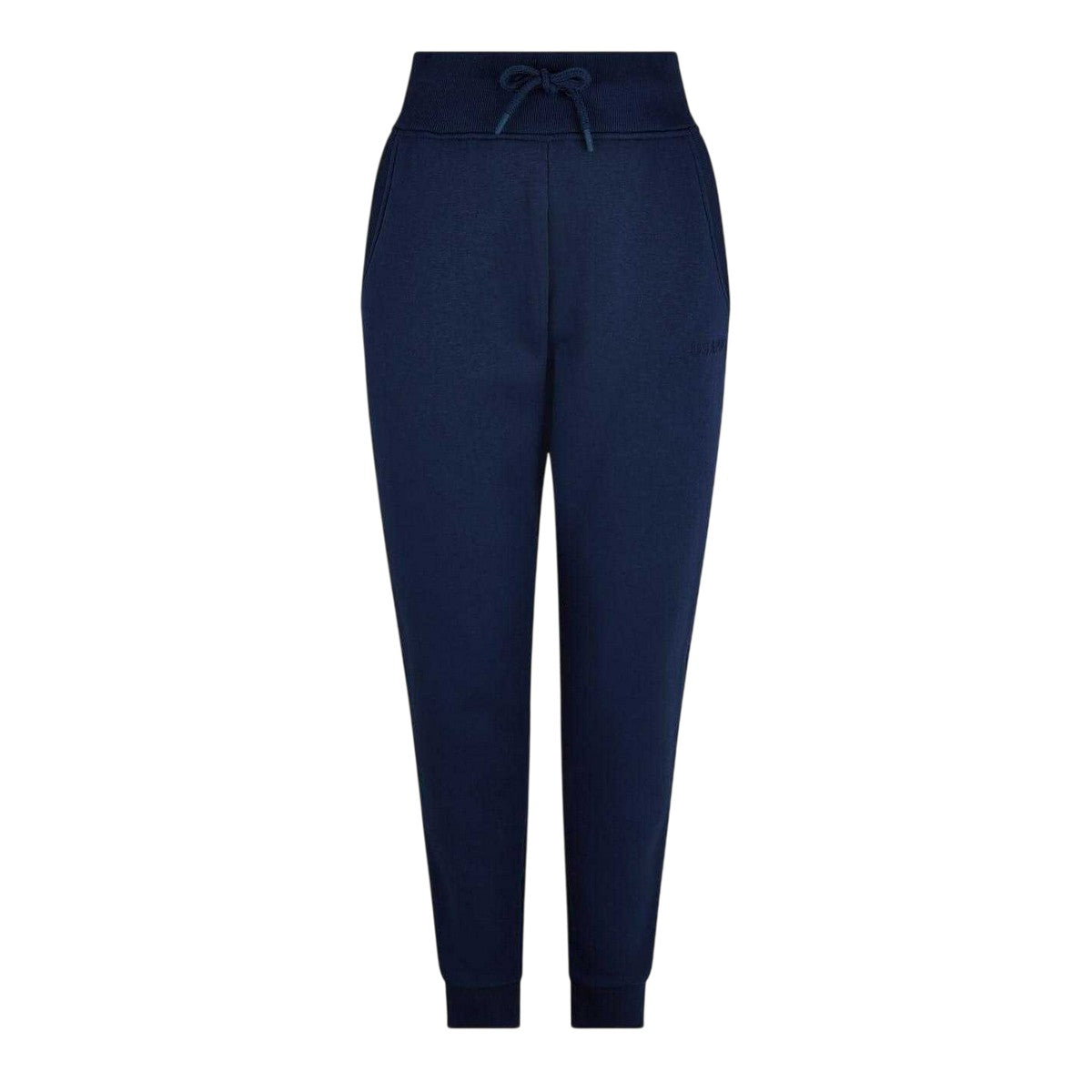 Navy - Front - USA Womens-Ladies Cotton Blend Adjustable Waist Classic Joggers