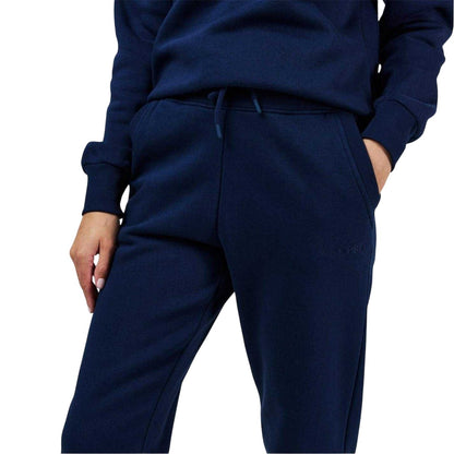 Navy - Side - USA Womens-Ladies Cotton Blend Adjustable Waist Classic Joggers