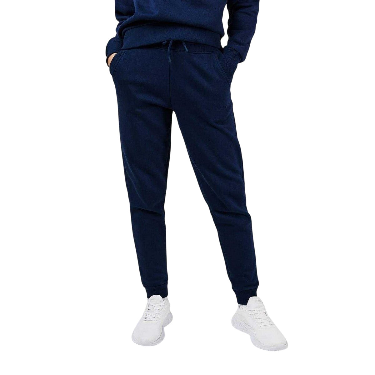 Navy - Lifestyle - USA Pro Womens-Ladies Cotton Blend Adjustable Waist Classic Joggers