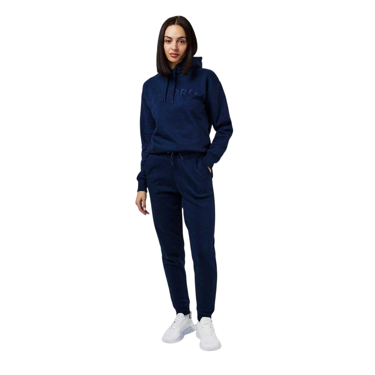 Navy - Pack Shot - USA Pro Womens-Ladies Cotton Blend Adjustable Waist Classic Joggers