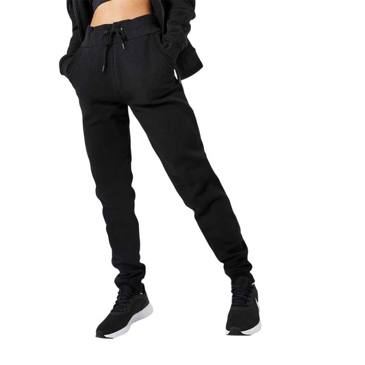 Black - Front - USA Pro Womens-Ladies Cotton Blend Adjustable Waist Classic Joggers