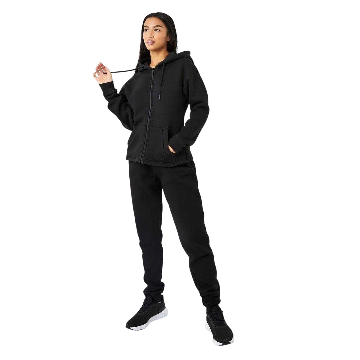 Black - Lifestyle - USA Womens-Ladies Cotton Blend Adjustable Waist Classic Joggers