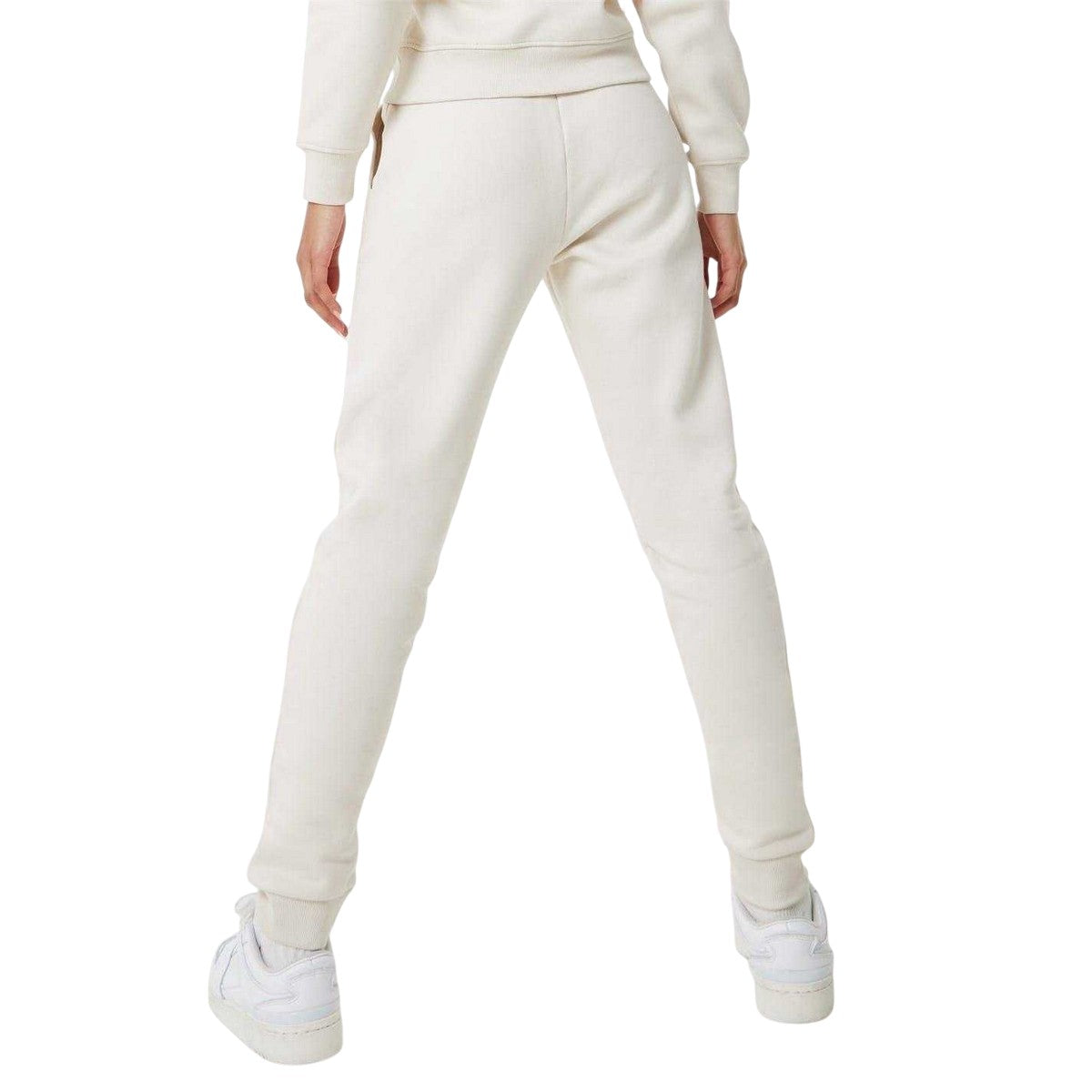 Cream - Back - USA Womens-Ladies Cotton Blend Adjustable Waist Classic Joggers