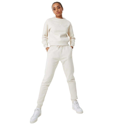Cream - Lifestyle - USA Pro Womens-Ladies Cotton Blend Adjustable Waist Classic Joggers