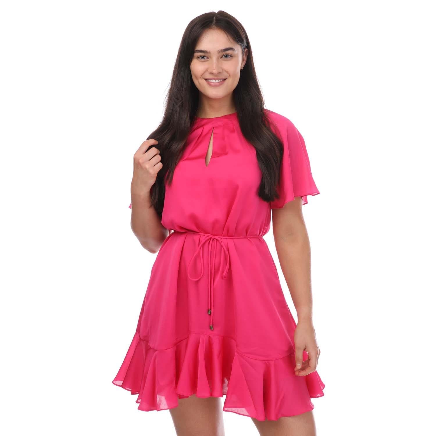 Pink - Front - Ted Baker Womens-Ladies Elsieee Fluted Hem Mini Dress