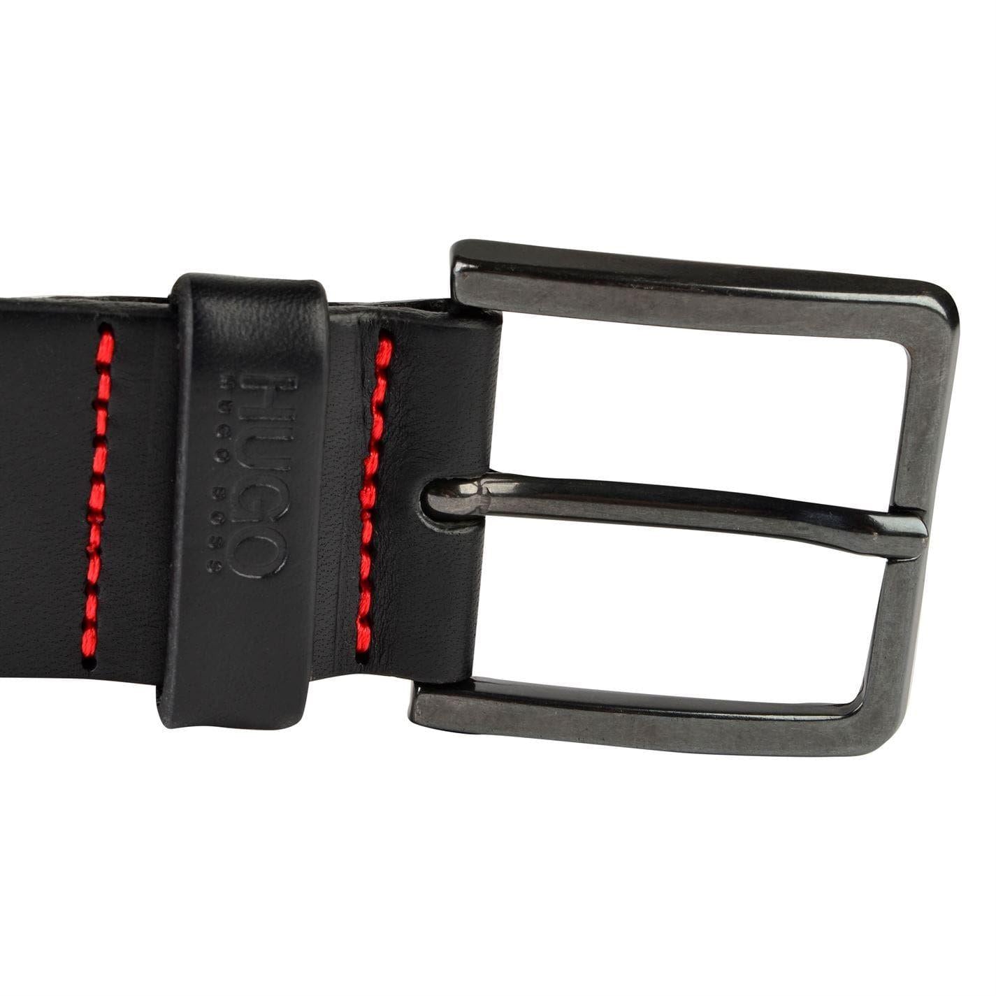 Black - Side - Hugo Mens Gionio Leather Everyday Belt