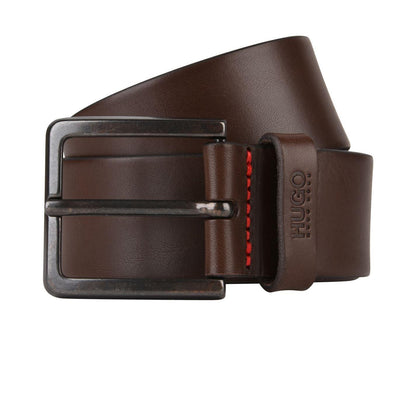 Brown - Front - Hugo Mens Gionio Leather Everyday Belt
