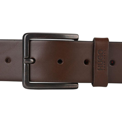 Brown - Side - Hugo Mens Gionio Leather Everyday Belt