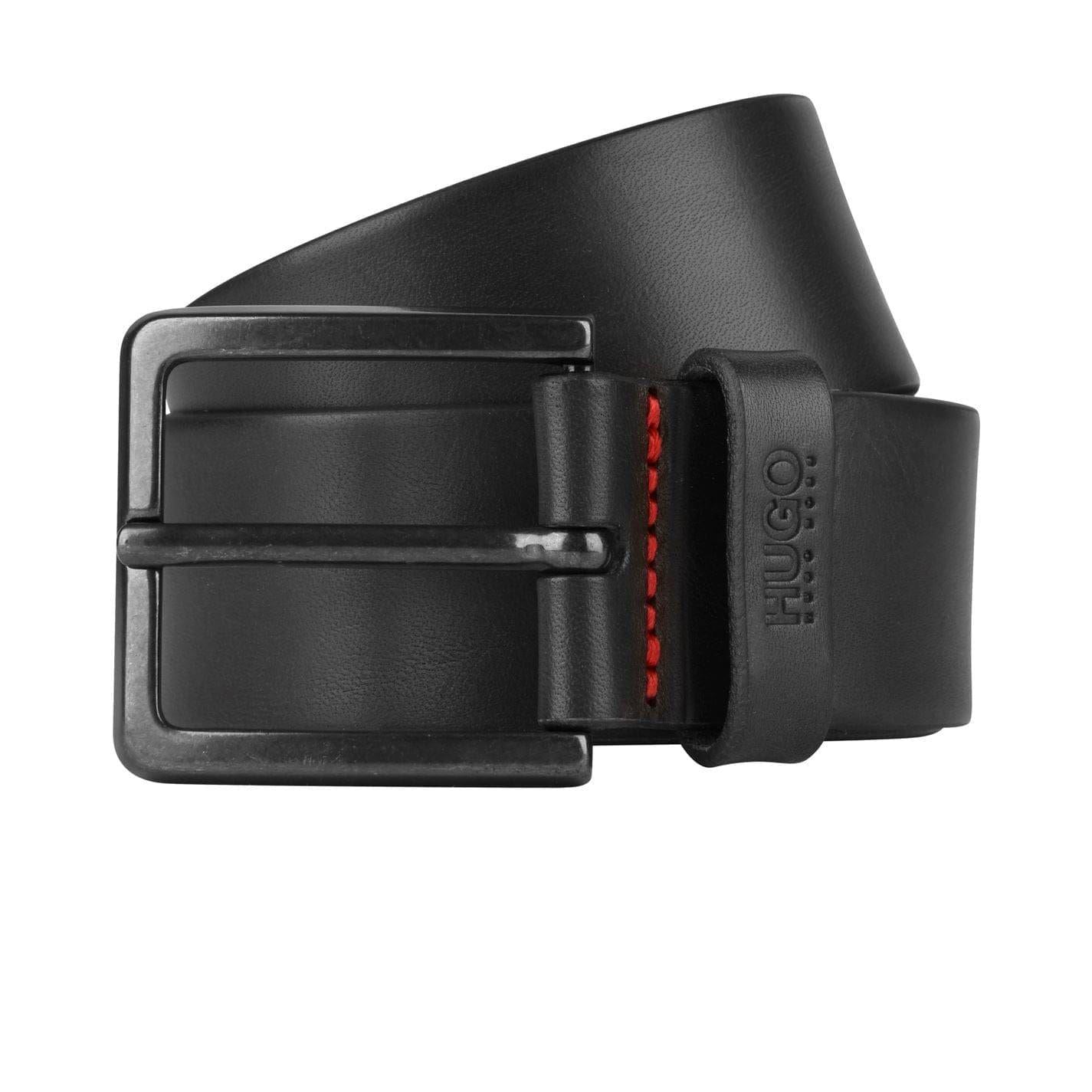 Black - Front - Hugo Mens Gionio Leather Everyday Belt