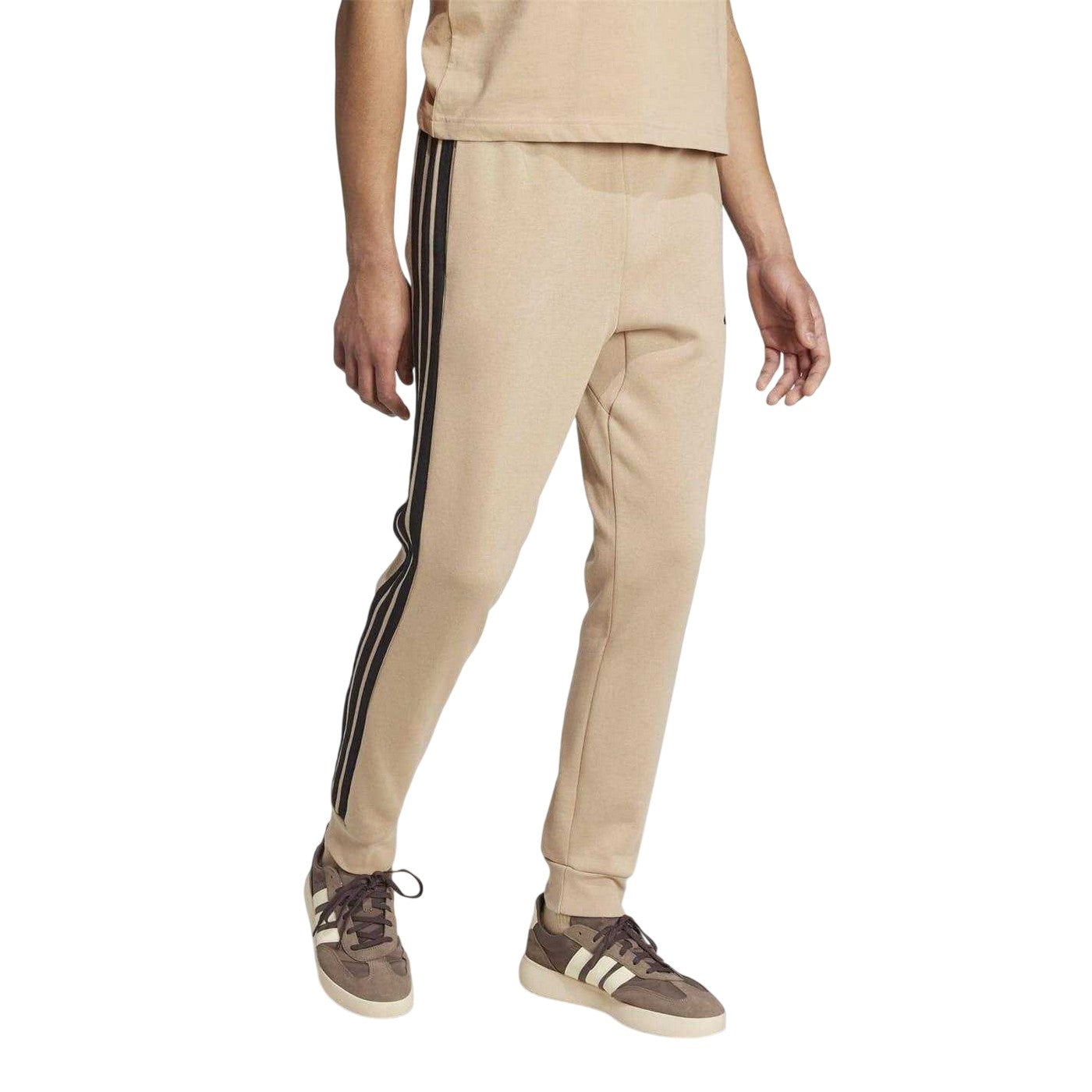 Sandstone - Pack Shot - Adidas Mens Essentials Stripe Tapered Joggers