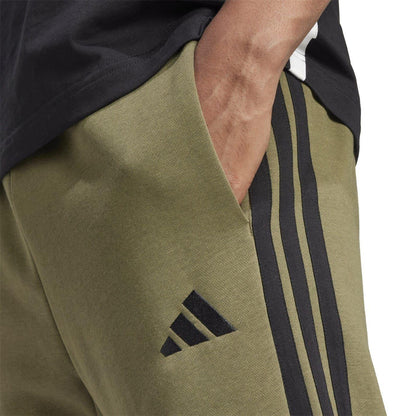 Olive Strata - Side - Adidas Mens Essentials Stripe Tapered Joggers