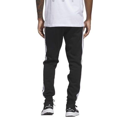Black-White - Back - Adidas Mens Essentials Stripe Tapered Joggers
