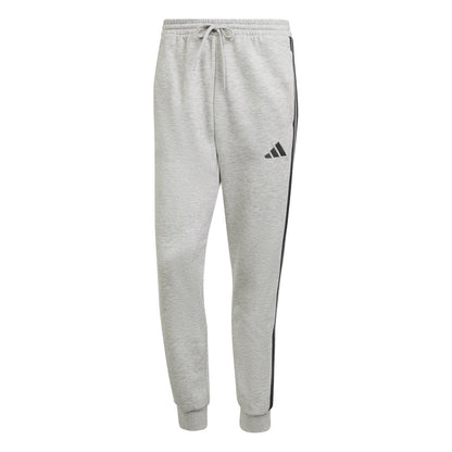 Medium Grey-White - Front - Adidas Mens Essentials Stripe Tapered Joggers