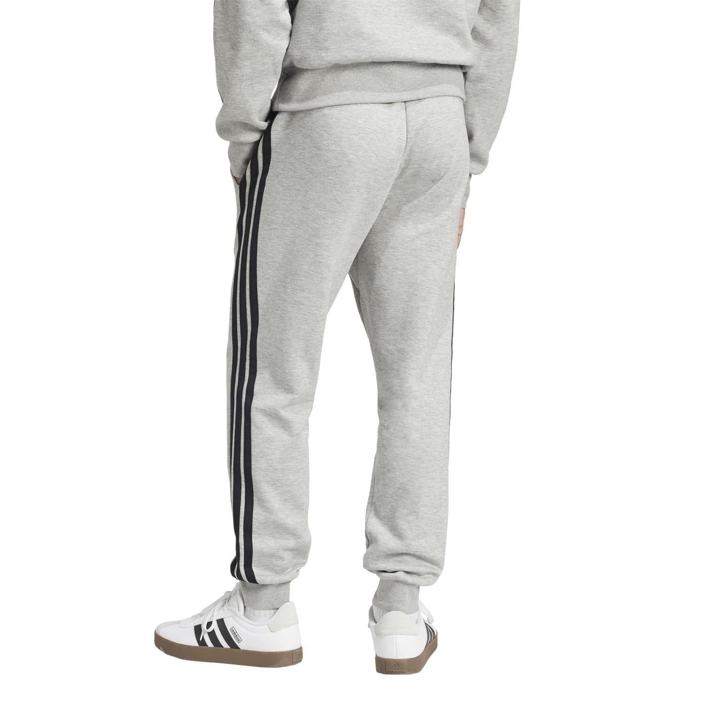 Medium Grey-White - Back - Adidas Mens Essentials Stripe Tapered Joggers