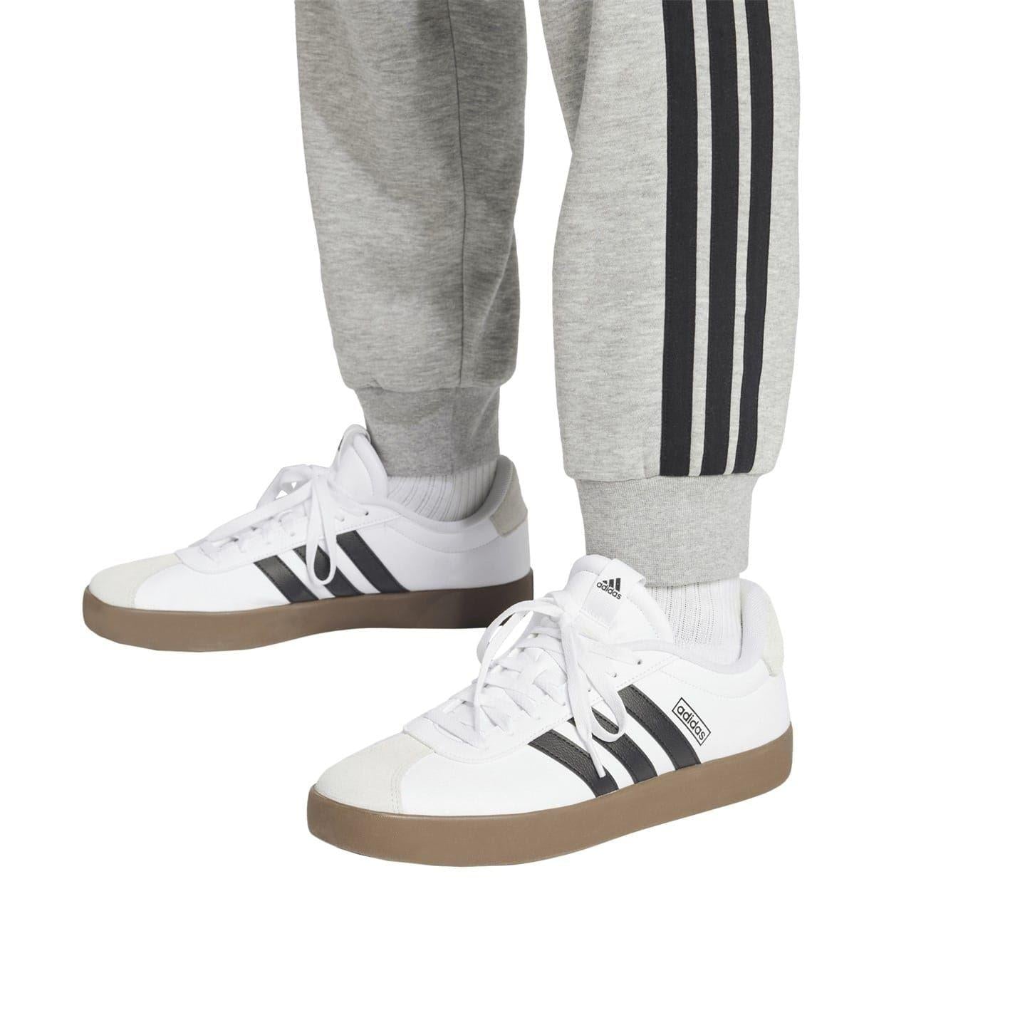 Medium Grey-White - Lifestyle - Adidas Mens Essentials Stripe Tapered Joggers