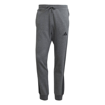 Dark Grey-White - Front - Adidas Mens Essentials Stripe Tapered Joggers