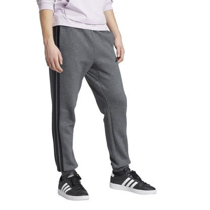 Dark Grey-White - Pack Shot - Adidas Mens Essentials Stripe Tapered Joggers