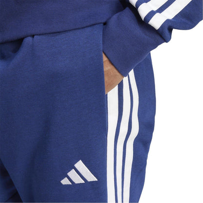 Navy-White - Side - Adidas Mens Essentials Stripe Tapered Joggers