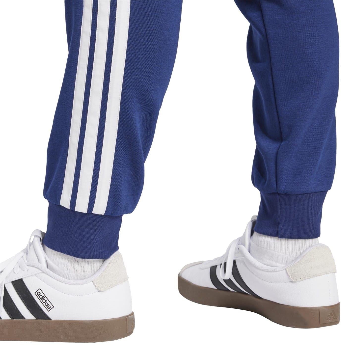 Navy-White - Lifestyle - Adidas Mens Essentials Stripe Tapered Joggers