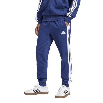 Navy-White - Pack Shot - Adidas Mens Essentials Stripe Tapered Joggers