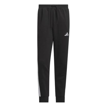 Black-White - Front - Adidas Mens Essentials Stripe Tapered Joggers